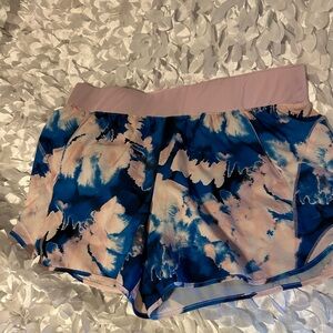 Blue and Pink Tie-Dye Athletic Shorts